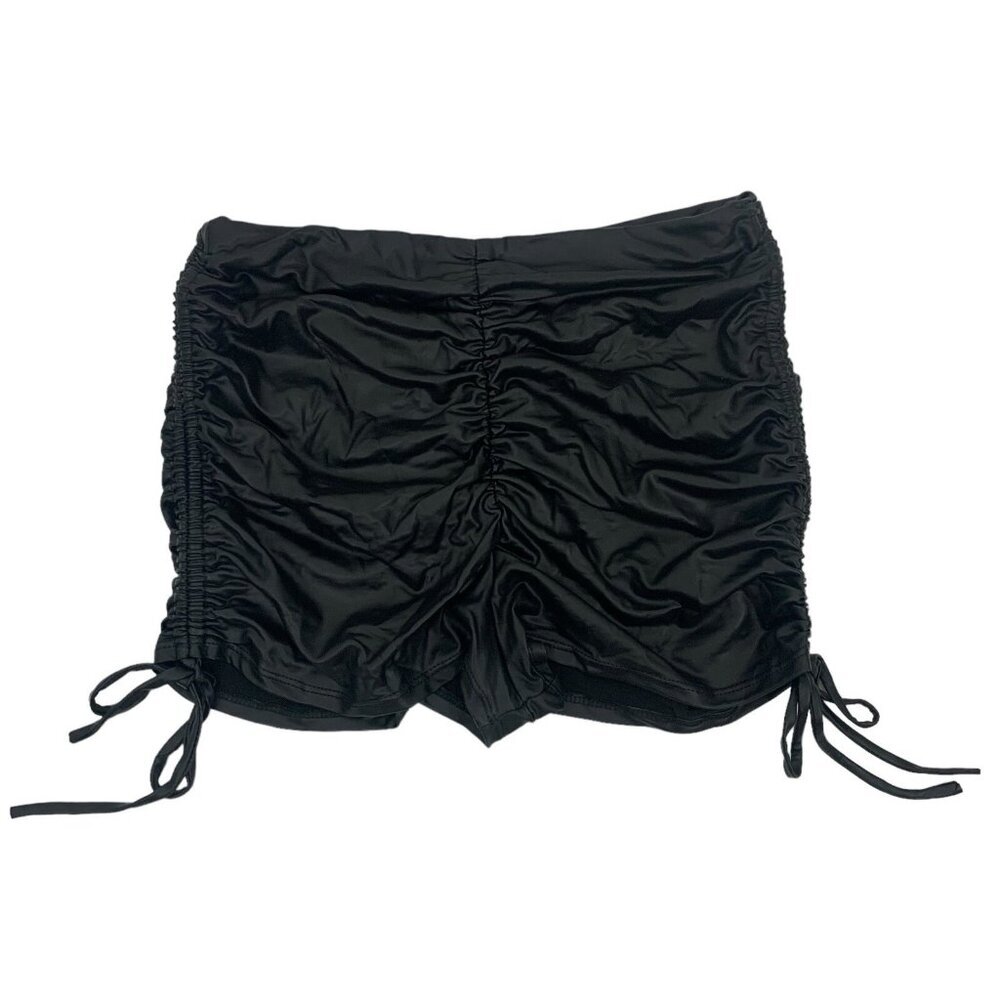Chocolate Faux Leather Shorts Medium Black Stretch Edgy Trendy Street